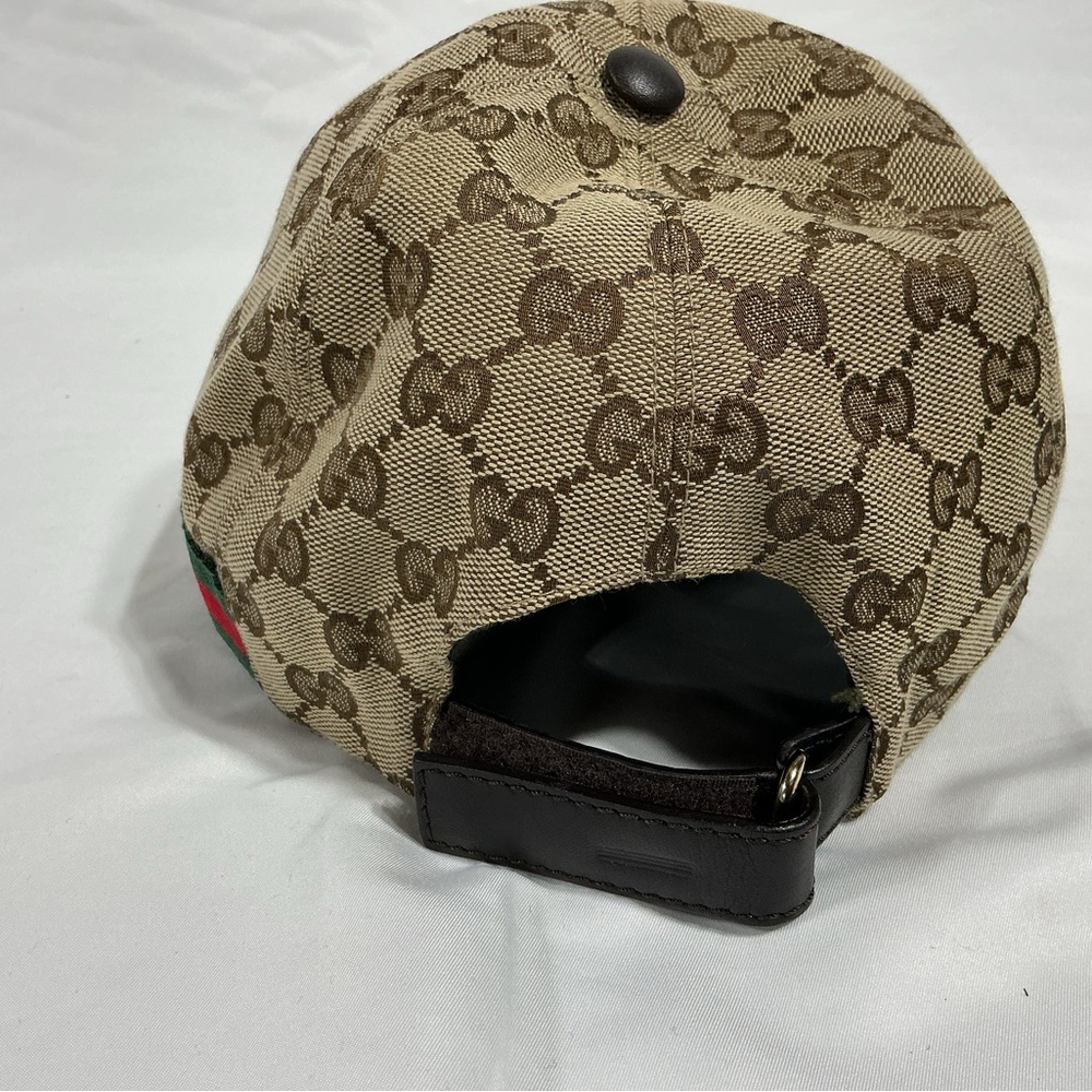 Gucci Beige & Brown GG Monogram Baseball Cap with Green-Red Web - Picture 5 of 9